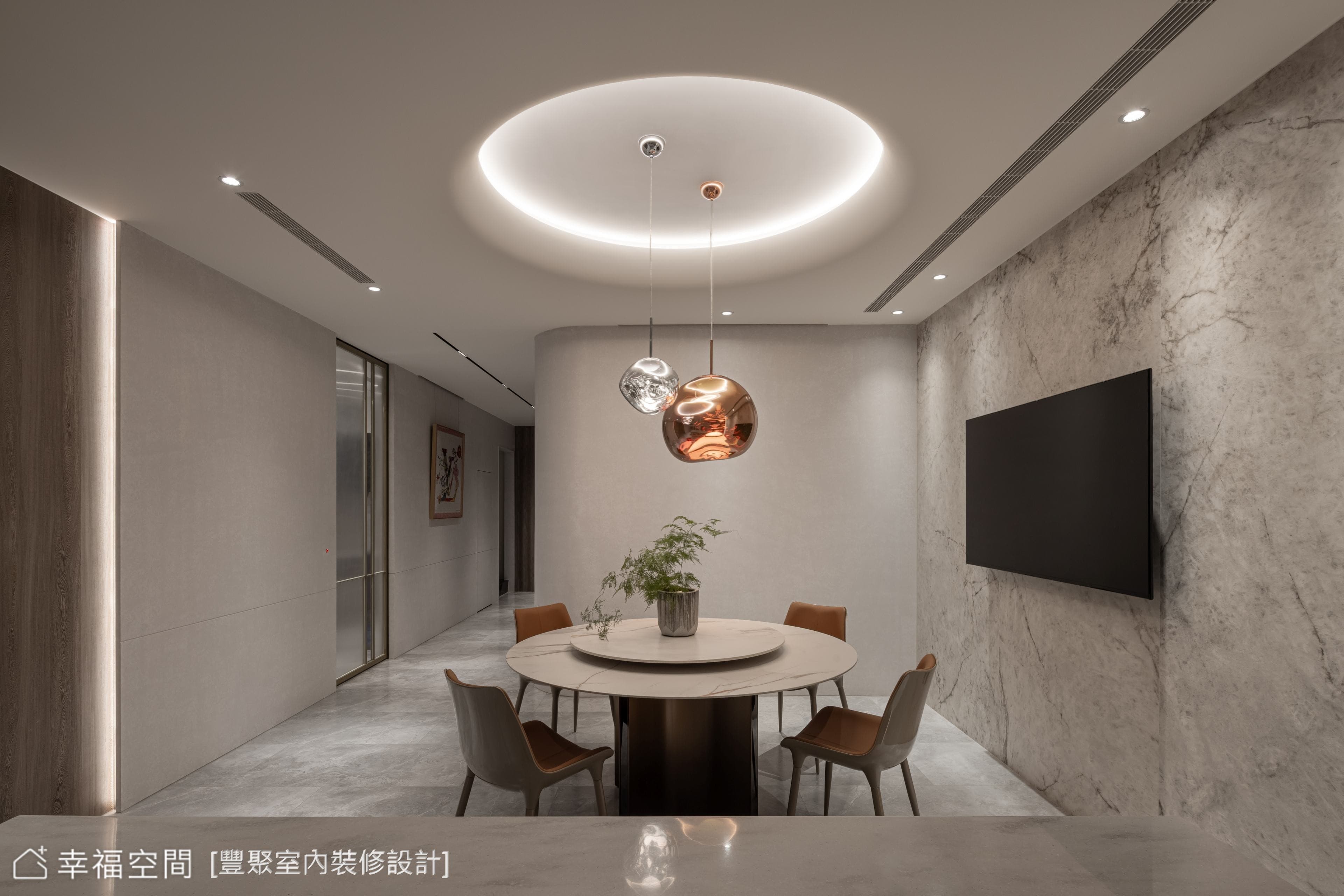 奢華風餐廳大理石餐桌