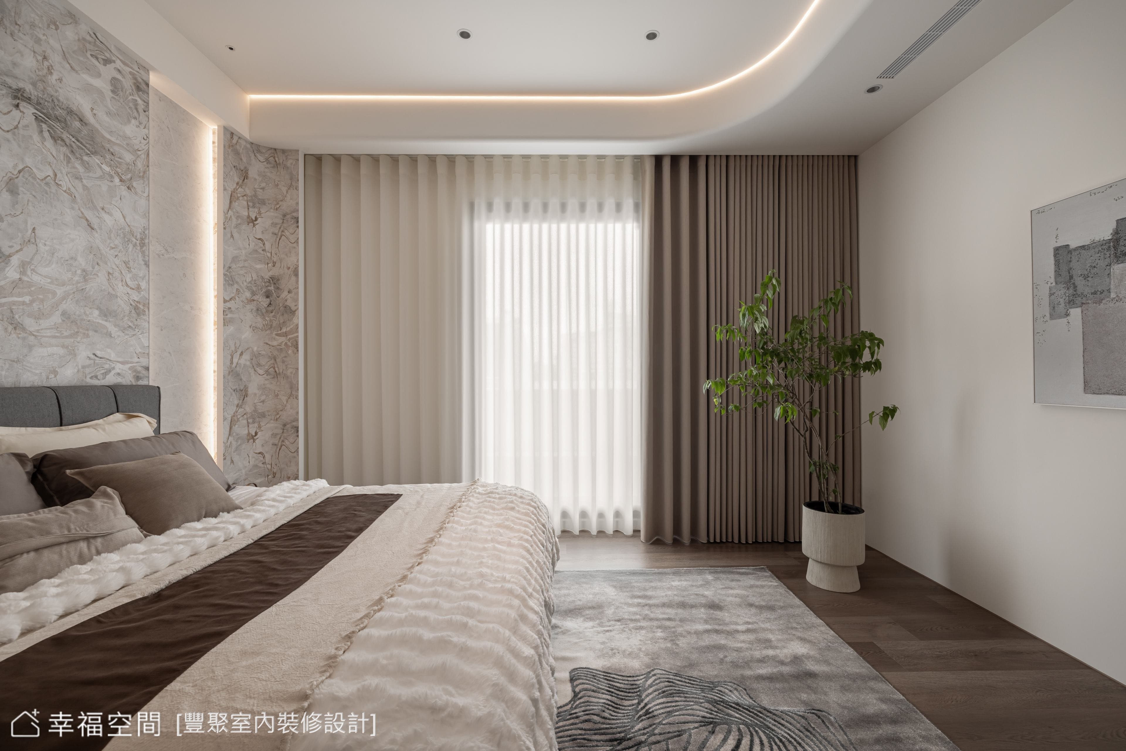 奢華風臥室石材主牆