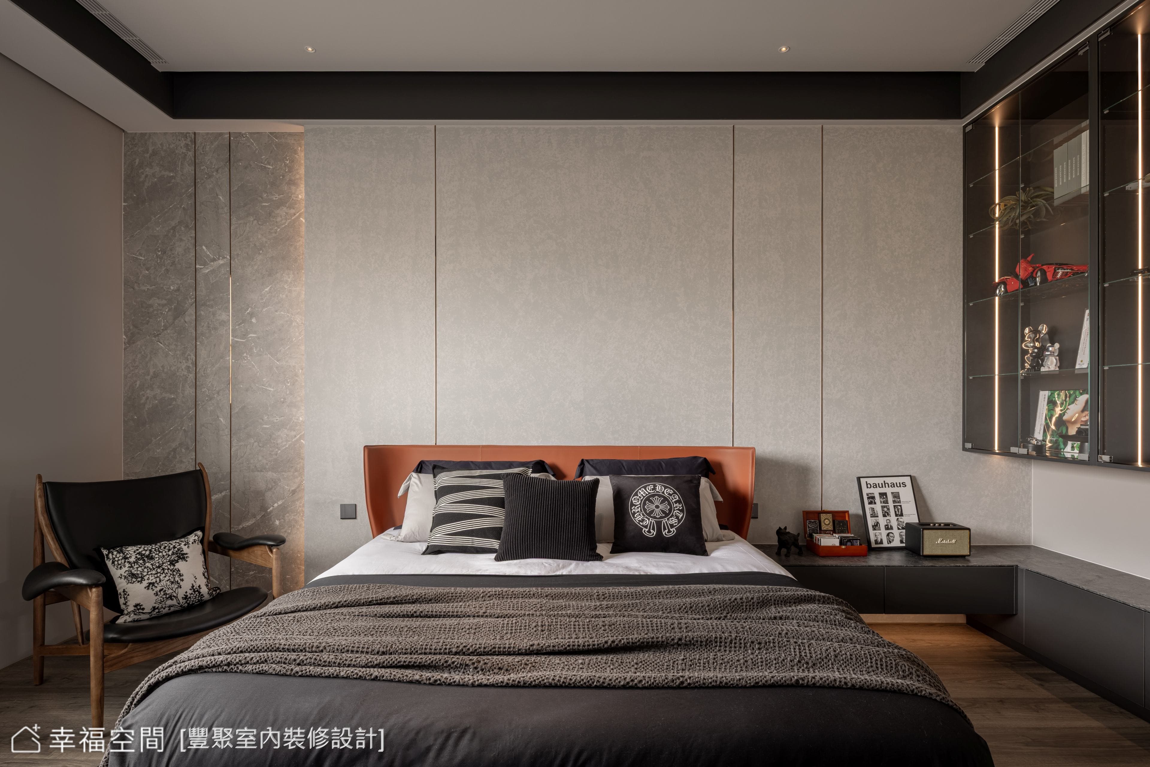 奢華風臥室石材電視牆