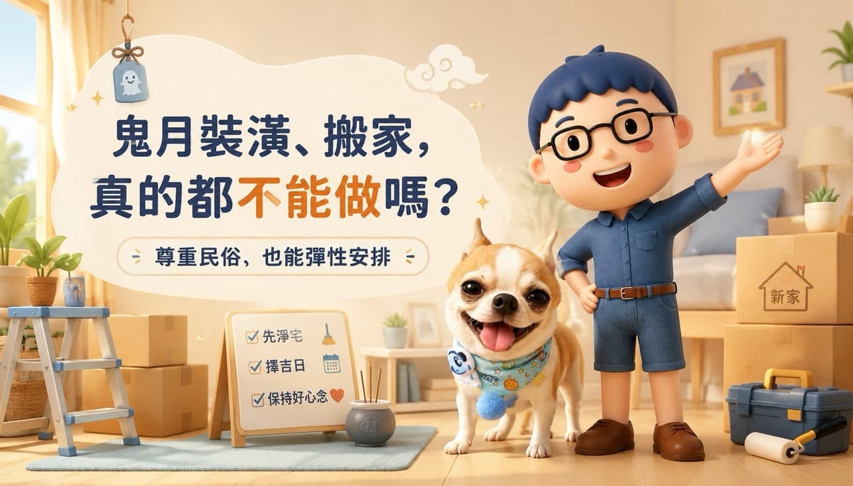 【賣厝阿明】鬼月裝潢、搬家真的都不能做？4種常見情況，其實可以這樣安排