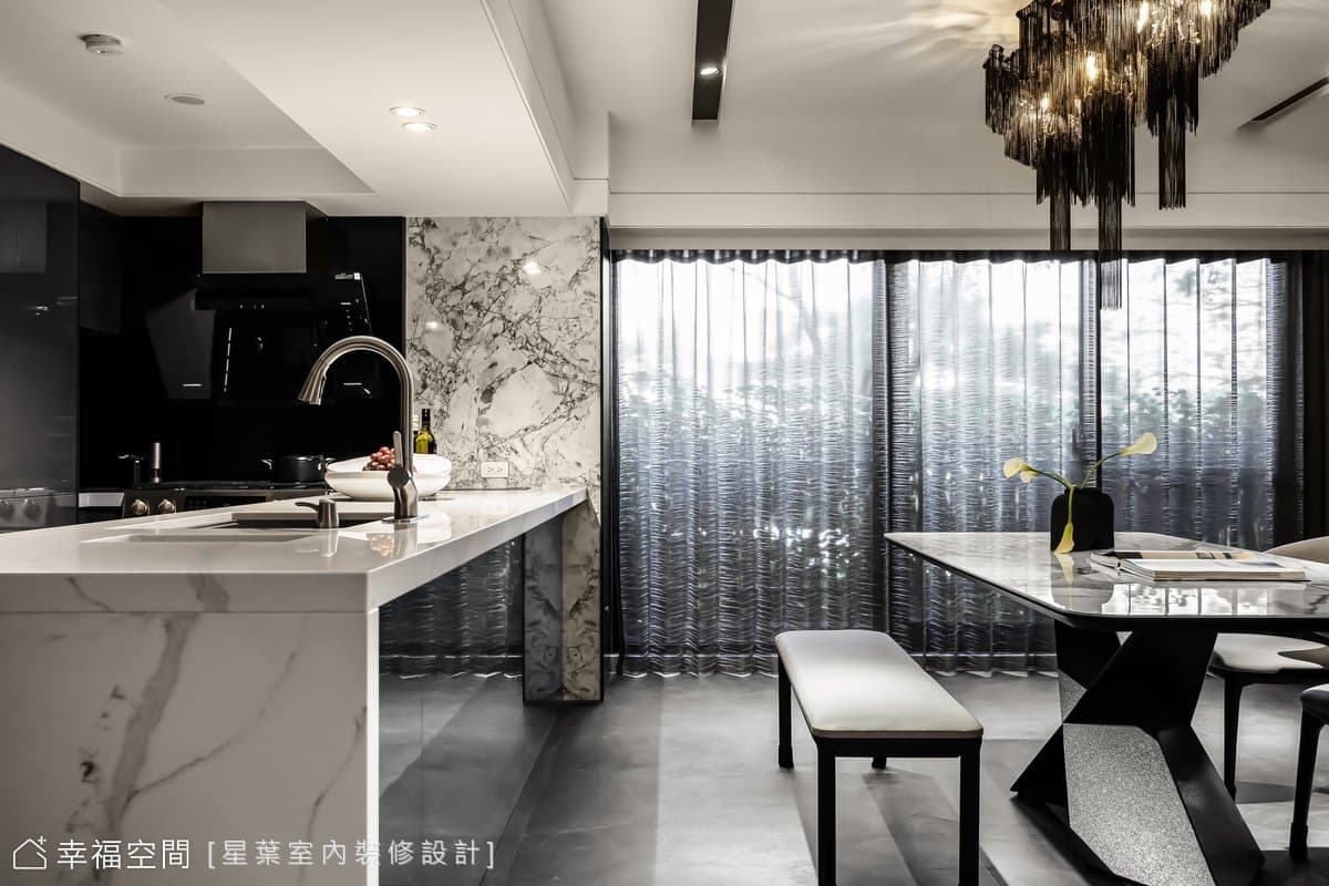 以小換大更寬敞 一圓中島餐廚料理夢│輕奢風│58坪