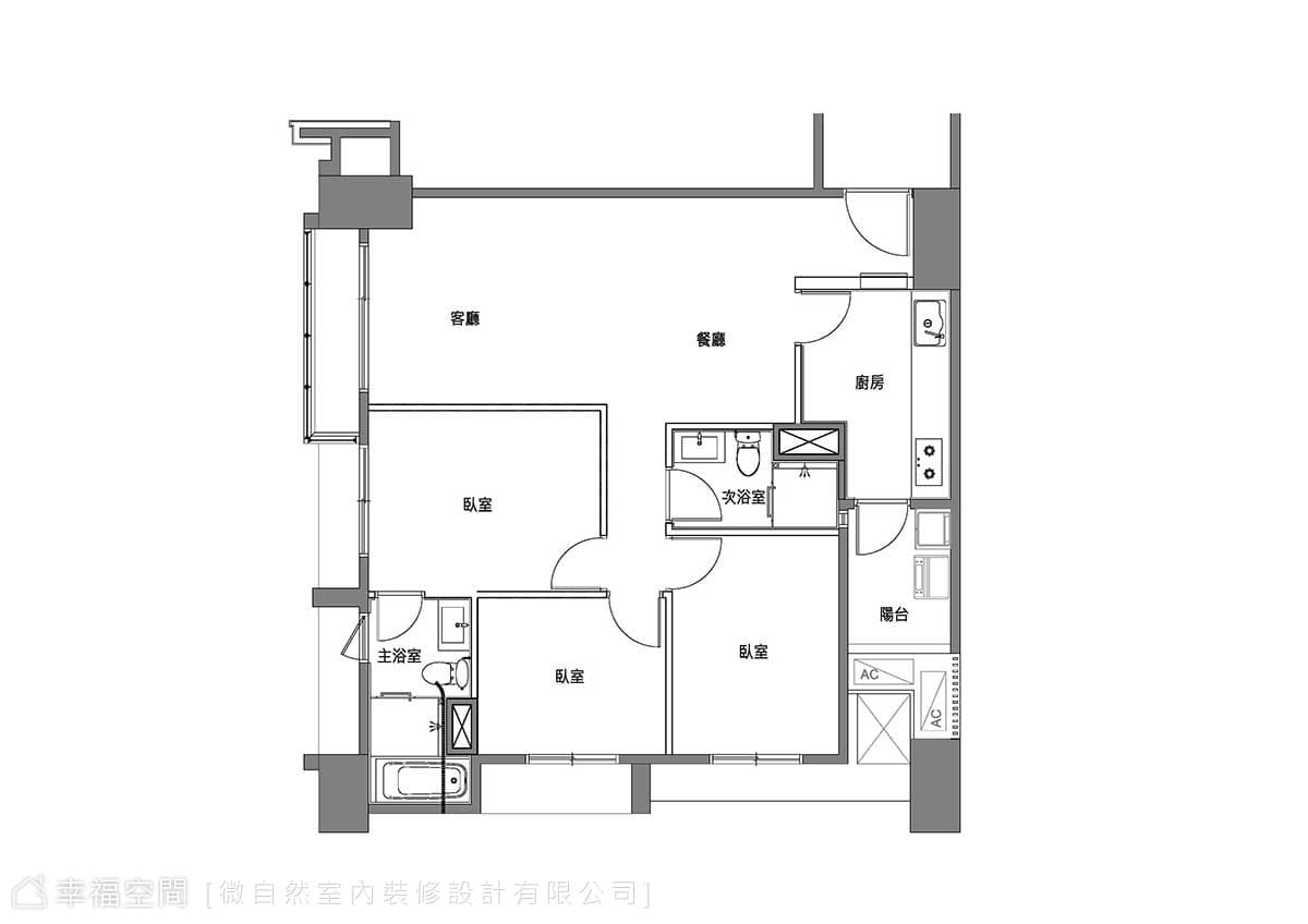 光影廊道 小3房變身大公共空間｜北歐風｜30坪