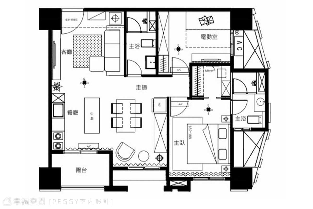 優雅的白，美式現代風｜20坪｜2房、2廳、2衛