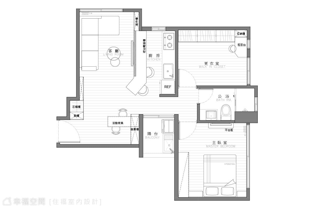 延伸斜角機能 構築輕透日系居｜18坪｜2房、2廳、1衛