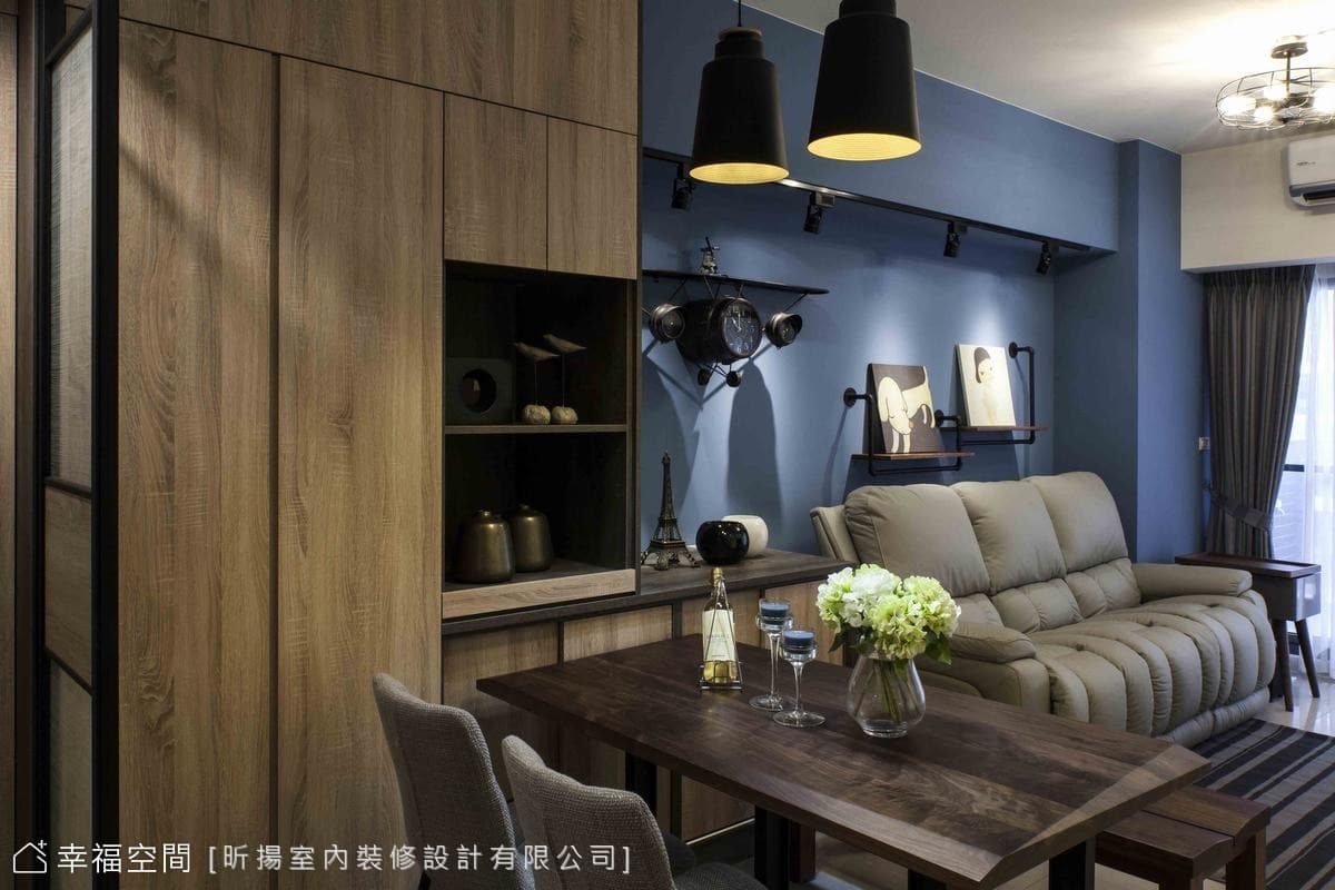 灰階藍調打造個性工業LOFT風況味宅│20坪