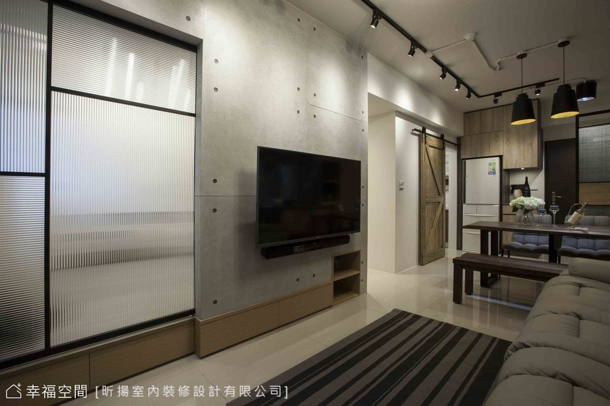灰階藍調打造個性工業LOFT風況味宅│20坪